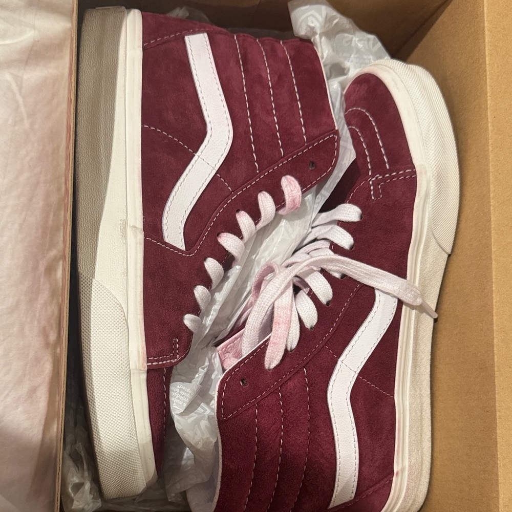Vans Pomegranate Sk8-Hi Sneakers with White Stripe